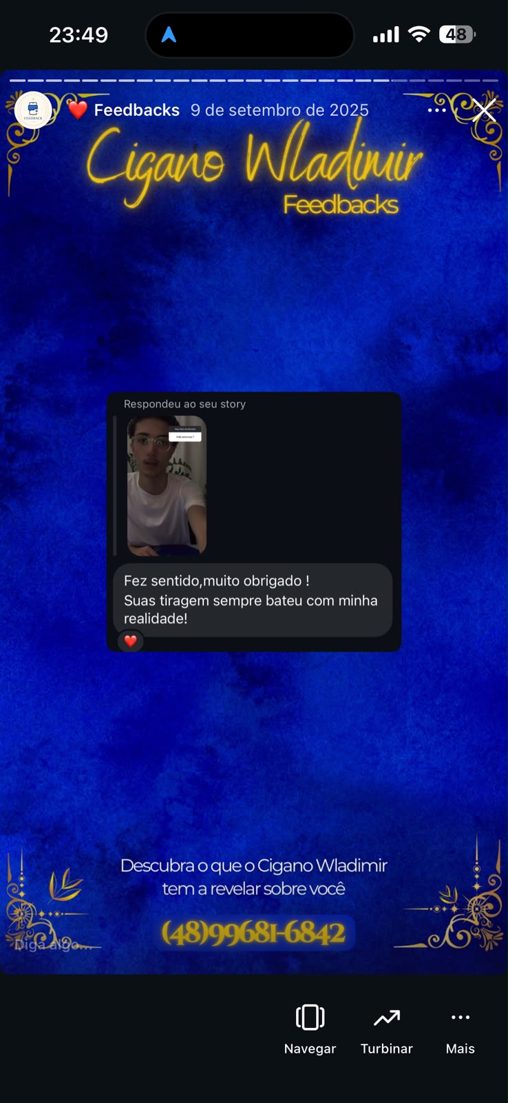 Mensagem de feedback recebida